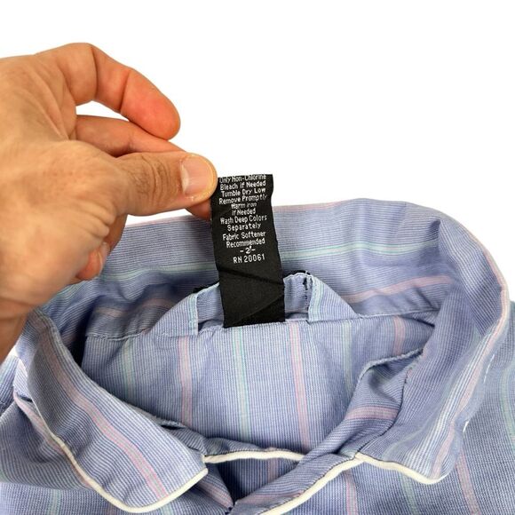 Christian Dior Monsieur Pajama Shirt Mens Large Striped Long Sleeve Long Length - Picture 4 of 4